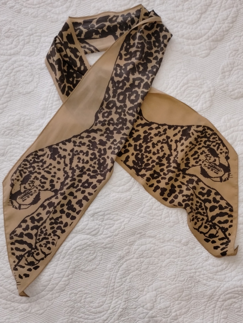 Leopard Print Skinny Scarf in Tan and Brown - Women's Accessory